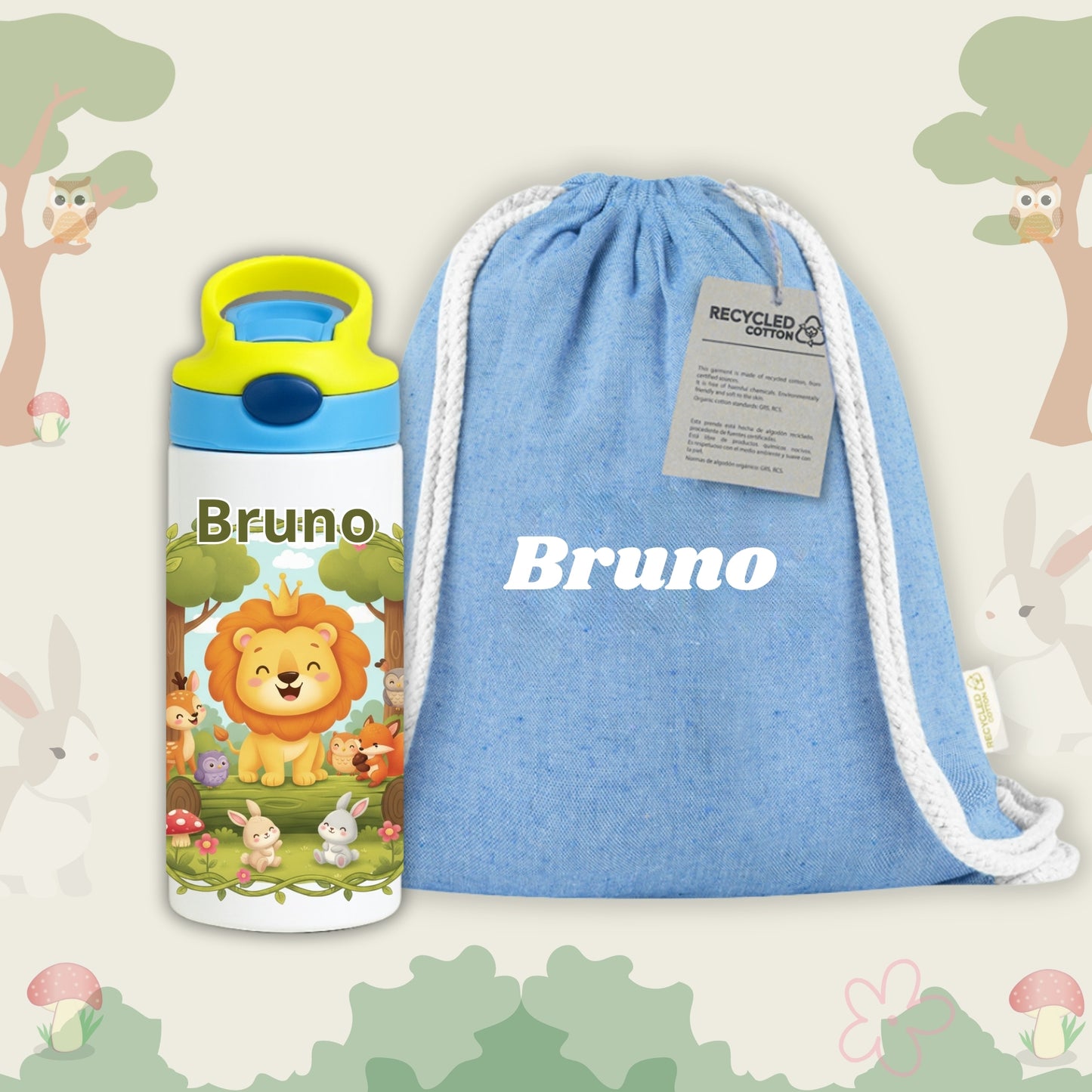 Pack Infantil Personalizado - Botella térmica y Mochila Ecológica