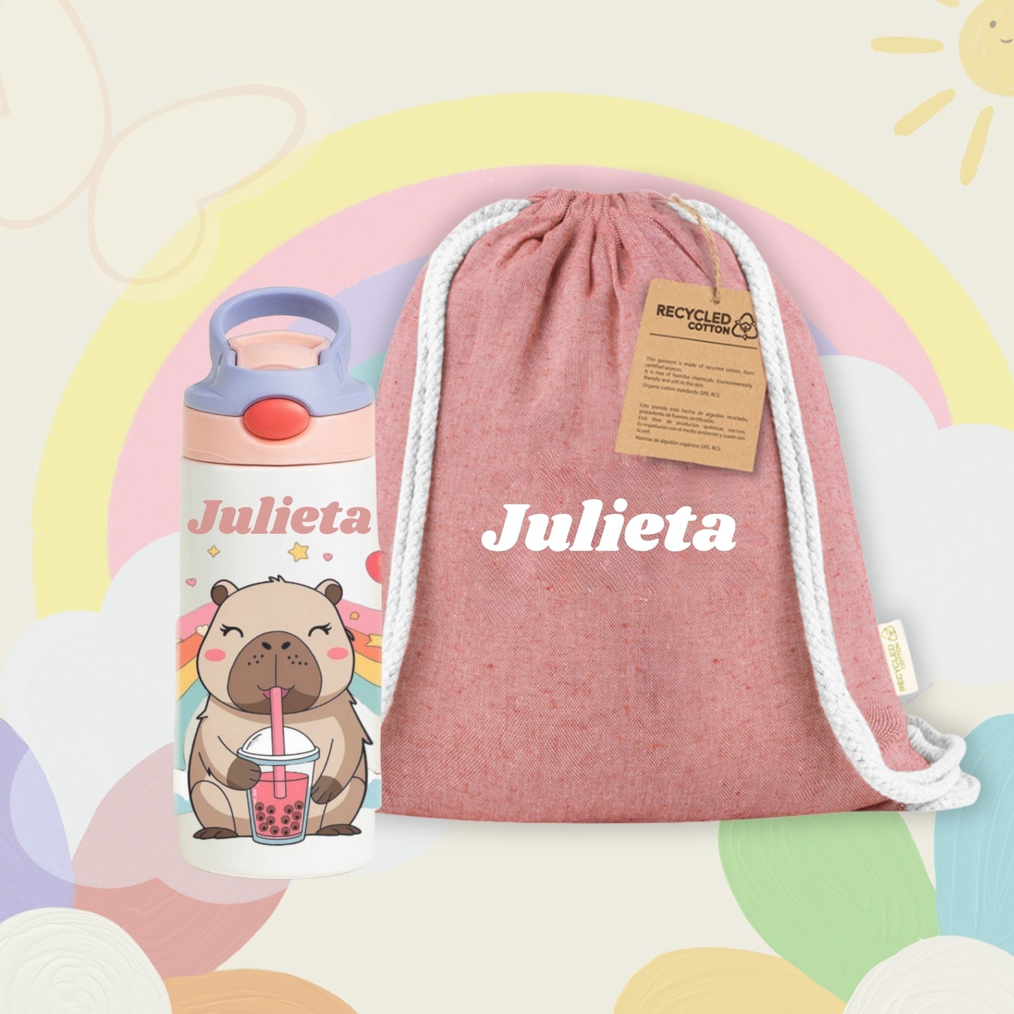 Pack Infantil Personalizado - Botella térmica y Mochila Ecológica