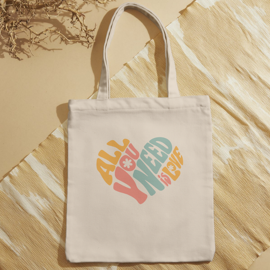 Bolso Tote Reutilizable "All You Need Is Love" - Poliéster Suave